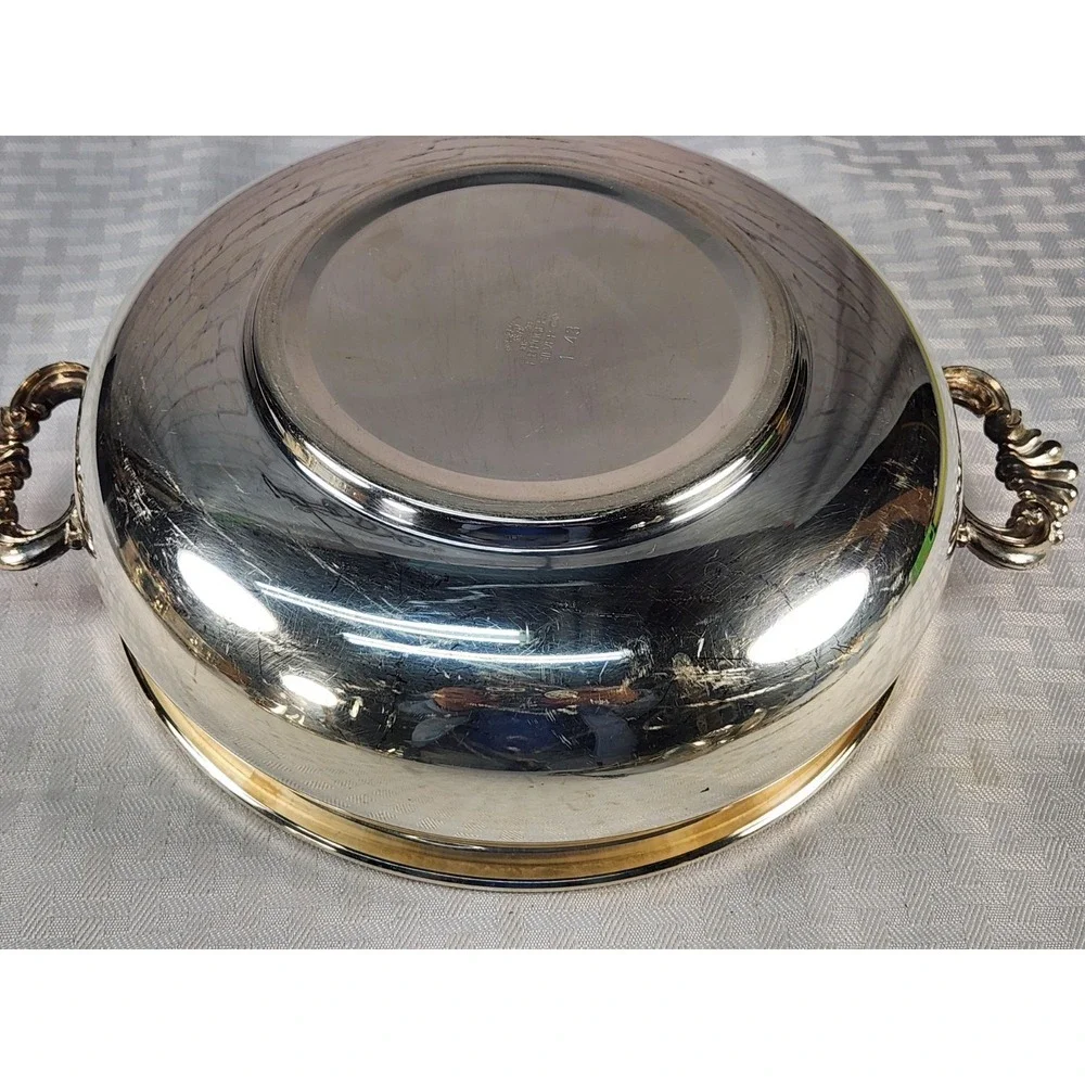 F. B. Rogers Silver Co Casserole Serving Dish Ornate Handles Silver Plate